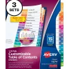 Dividers|Avery Customizable Table Of Contents Divider, 15-Tab, White, 3 Sets/Pack (11074)