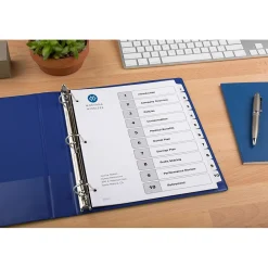 Dividers|Avery Customizable Table of Contents Divider, 10-Tab, White, 3/Pack (11077)