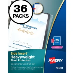Sheet Protectors|Avery Diamond Clear Side Insert Sheet Protectors, Heavyweight, 900/Carton (76001)