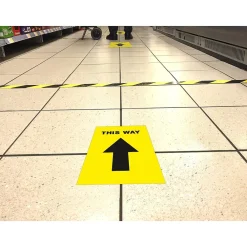 Avery Directional "This Way" Preprinted Floor Decals, 8" x 10.5", Yellow/Black, 5/Pack (83022)