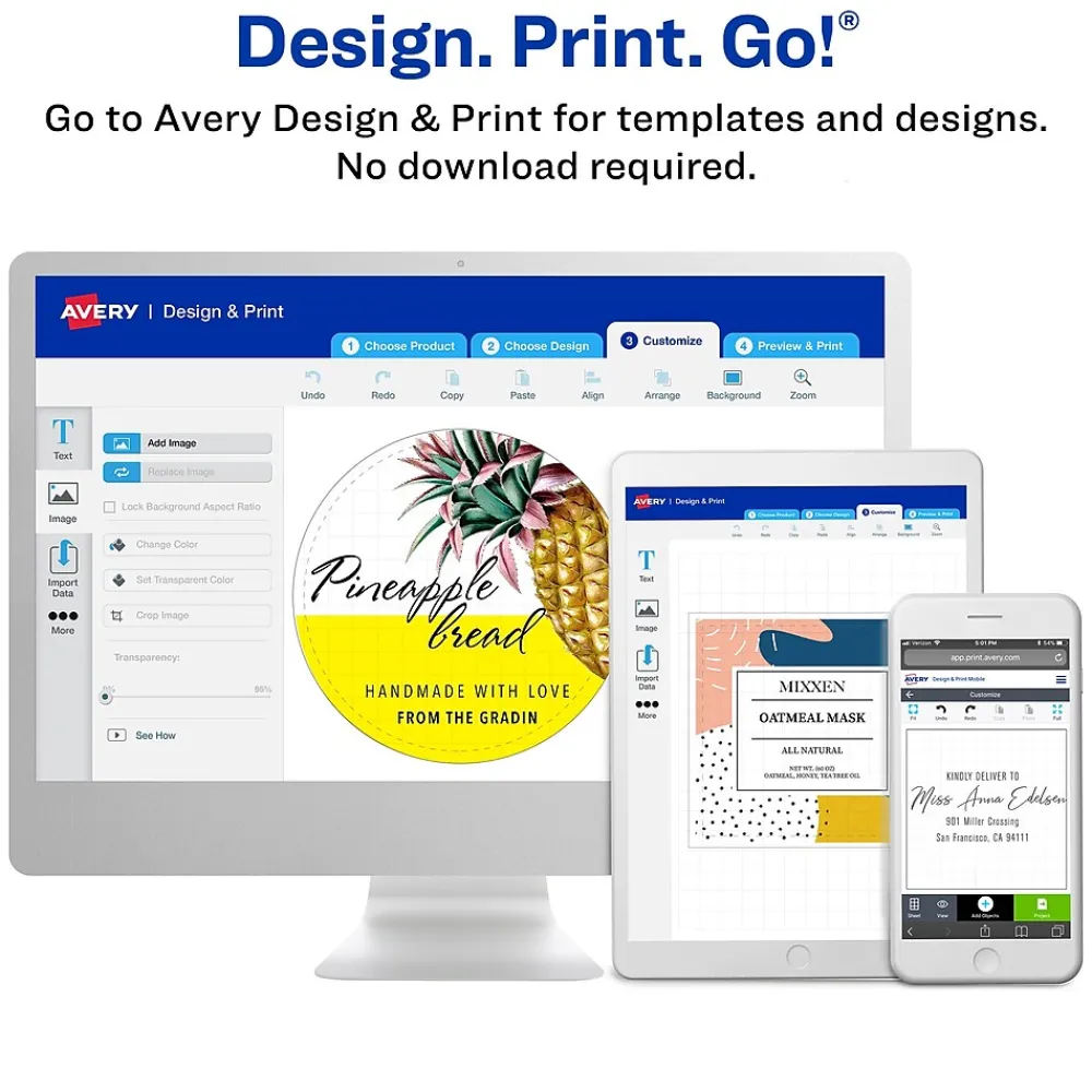 Labels|Avery Durable Waterproof Laser/Inkjet Rectangle Labels, 2" x 3", White, 40 Labels/Pack (36559)