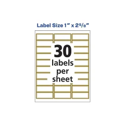 Discount Avery Easy Peel Laser/Inkjet Address Labels, 1" x 2 5/8", White with Metallic Gold Borders, 300 Labels/Pack (6540)