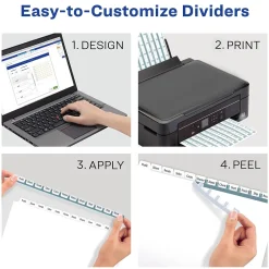 Dividers|Avery EcoFriendly Index Maker Print & Apply Label Paper Dividers, 12 Tab, White, 5/Pack (11582)