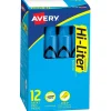 Highlighters|Avery Hi-Liter Desk Style Highlighters, Chisel Tip, Blue, Dozen (24016)