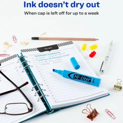 Highlighters|Avery Hi-Liter Desk Style Highlighters, Chisel Tip, Blue, Dozen (24016)