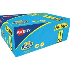 Highlighters|Avery Hi-Liter Desk-Style Highlighters, Fluorescent Yellow, Value Pack of 36 (98208)