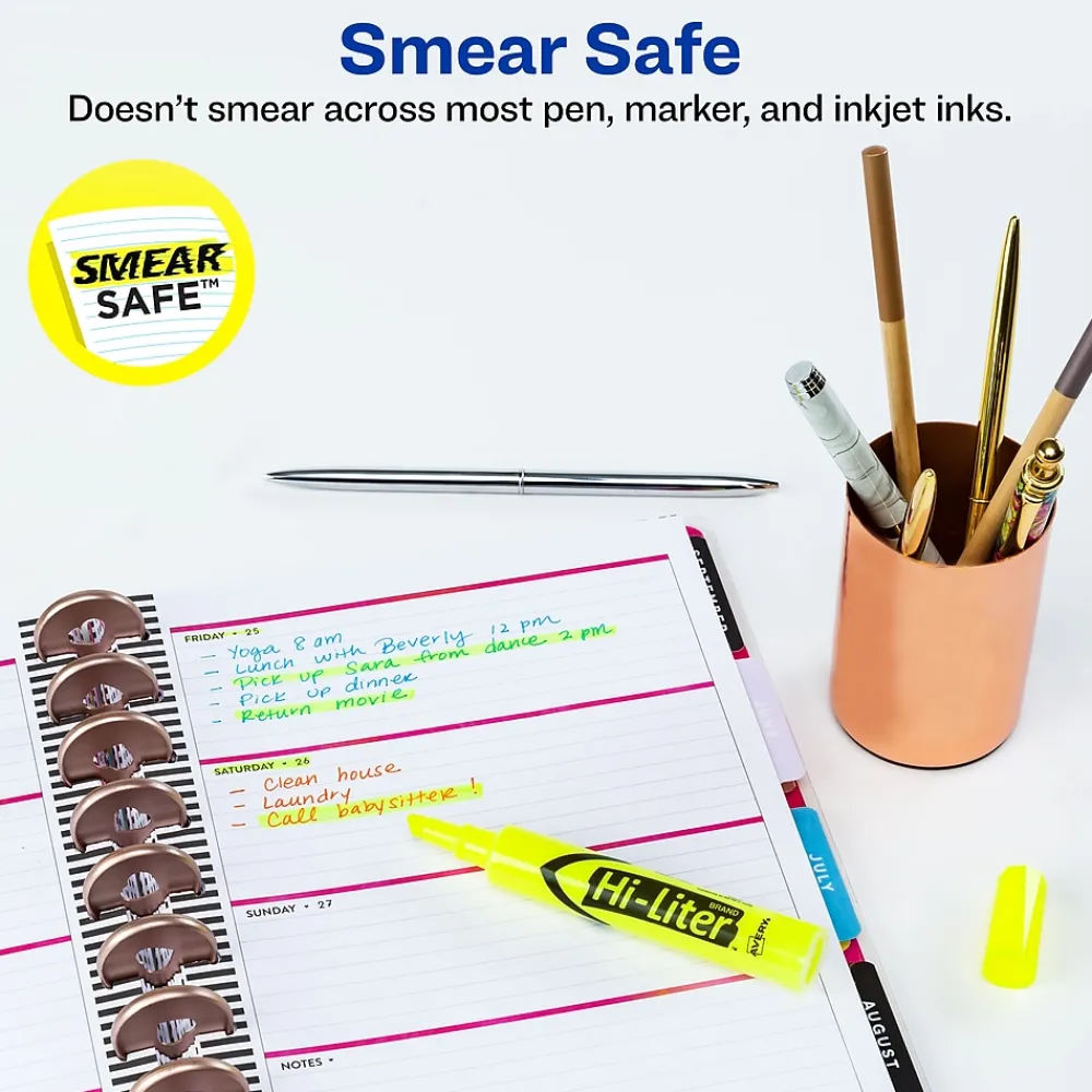 Highlighters|Avery Hi-Liter Desk-Style Highlighters, Fluorescent Yellow, Value Pack of 36 (98208)