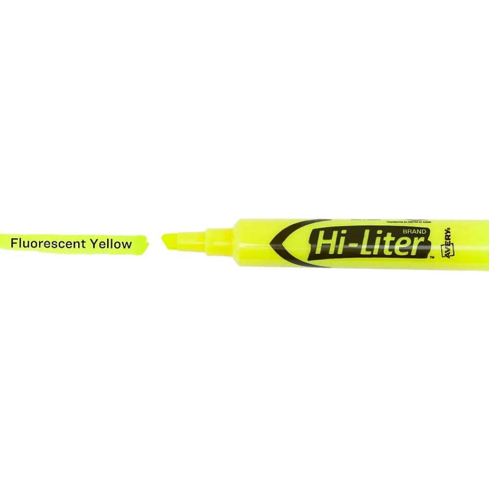 Highlighters|Avery Hi-Liter Desk-Style Highlighters, Fluorescent Yellow, Value Pack of 36 (98208)