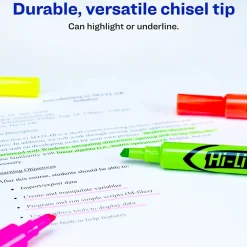Highlighters|HI-LITER Avery Tank Highlighters, Chisel, Assorted, 4/Pack (24063)