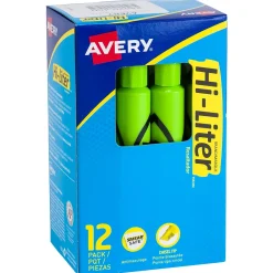 Highlighters|Avery Hi-Liter Tank Highlighters, Chisel, Green, Dozen (24020)