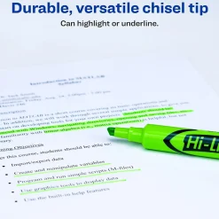 Highlighters|Avery Hi-Liter Tank Highlighters, Chisel, Green, Dozen (24020)