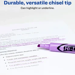 Highlighters|Avery Hi-Liter Tank Highlighter, Chisel Tip, Purple, Dozen (24060)