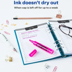 Highlighters|Avery Hi-Liter Tank Highlighters, Chisel, Pink, Dozen (24010)