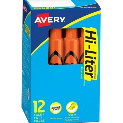 Highlighters|Avery Hi-Liter Tank Highlighters, Chisel, Orange, Dozen (24050)