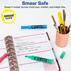 Highlighters|Avery Hi-Liter Tank Highlighter, Chisel Tip, Assorted, 4/Pack (17752)