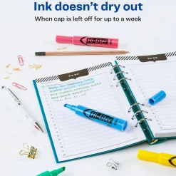 Highlighters|Avery Hi-Liter Tank Highlighter, Chisel Tip, Assorted, 4/Pack (17752)