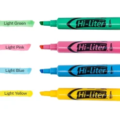 Highlighters|Avery Hi-Liter Tank Highlighter, Chisel Tip, Assorted, 4/Pack (17752)