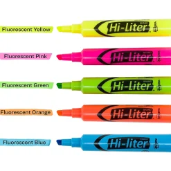Highlighters|Avery HI-LITER The Original Tank Highlighters, Chisel, Assorted Fluorescent, 12/Set (98034)