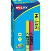 Highlighters|Avery Hi-Liter The Original Pen-Style Stick Highlighters, Chisel, Assorted, 24/Pack (29861)