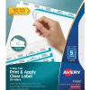 Dividers|Avery Index Maker Big Tab Paper Dividers with Print & Apply Label Sheets, 5 Tabs, White, 5 Sets/Pack (11492)