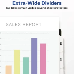 Dividers|Avery Index Maker Extra-Wide Paper Dividers with Print & Apply Label Sheets, 5 Tabs, White, 5 Sets/Pack (AVE11440)