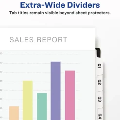 Dividers|Avery Index Maker Extra-Wide Paper Dividers with Print & Apply Label Sheets, 8 Tabs, White, 5 Sets/Pack (AVE11441)