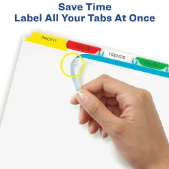 Dividers|Avery Index Maker Paper Dividers with Print & Apply Label Sheets, 5 Tabs, Multicolor, 25 Sets/Pack (11423)