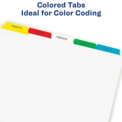 Dividers|Avery Index Maker Paper Dividers with Print & Apply Label Sheets, 5 Tabs, Multicolor, 25 Sets/Pack (11423)