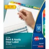Dividers|Avery Index Maker Paper Dividers with Print & Apply Label Sheets, 12 Tabs, Multicolor, 5 Sets/Pack (11405)