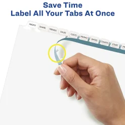 Dividers|Avery Index Maker Paper Dividers with Print & Apply Label Sheets, 12 Tabs, White, 5 Sets/Pack (11429)