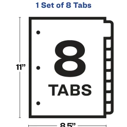 Dividers|Avery Index Maker Paper Dividers with Print & Apply Label Sheets, 8 Tabs, Multicolor (11407)