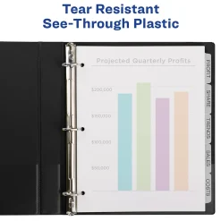 Dividers|Avery Index Maker Plastic Dividers with Print & Apply Label Sheets, 5 Tabs, Frosted White, 5 Sets/Pack (12450)