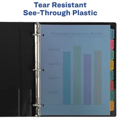 Dividers|Avery Index Maker Plastic Dividers with Print & Apply Label Sheets, 8 Tabs, Multicolor, 5 Sets/Pack (AVE12433)