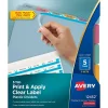Dividers|Avery Index Maker Plastic Dividers with Print & Apply Label Sheets, 5 Tabs, Multicolor, 5 Sets/Pack (12452)