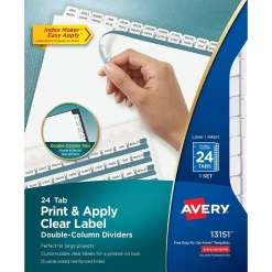 Dividers|Avery Index Maker Print & Apply Dividers, 24-Tab, White, Set (13151)