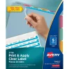 Dividers|Avery Index Maker Print & Apply Label Plastic Dividers, 5-Tab, Translucent Multicolor (11452)