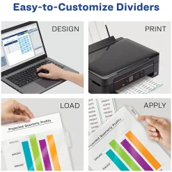 Dividers|Avery Index Maker Sheet Protector Dividers with Print & Apply Label Sheets, 8 Tabs, Clear (75501)