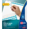 Dividers|Avery IndexMaker Print & Apply Label Dividers, 5-Tab, Clear, 5/Pack (11436)
