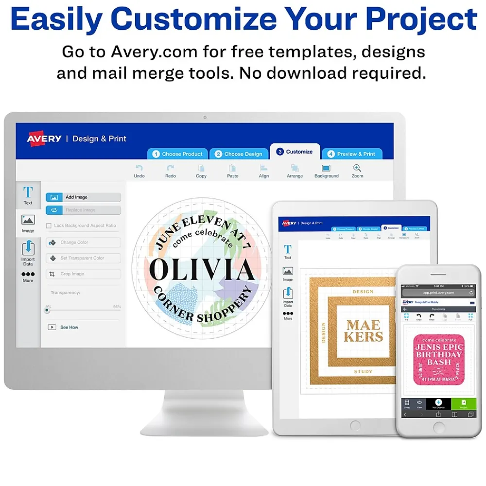 Labels|Avery Laser Color Coding Labels, 1 1/4" Dia., Neon Red, 8/Sheet, 50 Sheets/Pack (5497)