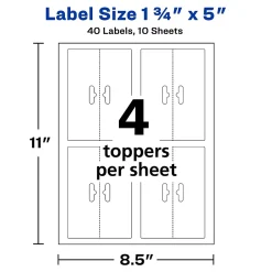Labels|Avery Laser/Inkjet Adhesive Bag Toppers with Bags, 1 3/4