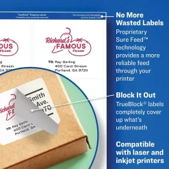 Labels|Avery Laser/Inkjet File Folder Labels, 2/3" x 3 7/16", White, 30/Sheet, 60 Sheets/Pack (75366)