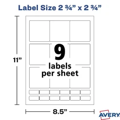 Labels|Avery Laser/Inkjet Media Labels, 2-3/4