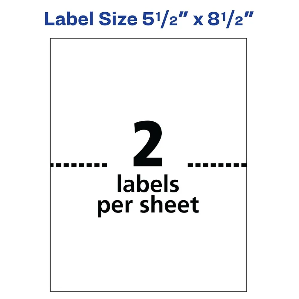 Avery Laser/Inkjet Shipping Labels, 5-1/2" x 8-1/2", White, 500 Labels/Box (95930)