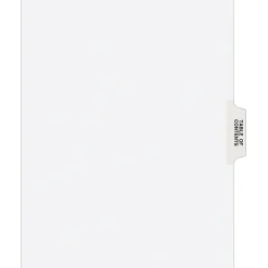 Dividers|Avery Legal Pre-Printed Paper Dividers, Table of Contents-Tab, White, Style, Letter Size, 25/Pack (11910)