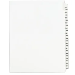 Dividers|Avery Legal Pre-Printed Paper Divider Collated Set, 351-375 Tabs, White, Style, Letter Size (01344)