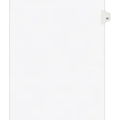 Dividers|Avery Legal Pre-Printed Paper Dividers, Side Tab #28, White, Style, Letter Size, 25/Pack (01028)