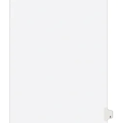 Dividers|Avery Legal Pre-Printed Paper Dividers, Side Tab Z, White, Style, Letter Size, 25/Pack (01426)