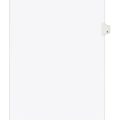 Dividers|Avery Legal Pre-Printed Paper Dividers, Side Tab #6, White, Style, Letter Size, 25/Pack (11916)