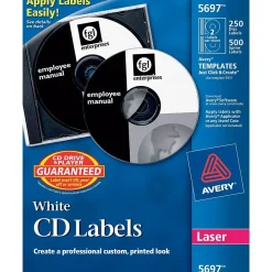 Hot Avery Matte Laser CD/DVD Labels, White, 250/Pack (AVE5697)