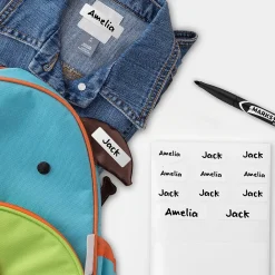 Labels|Avery No-Iron Fabric Labels, Assorted Shapes and Sizes, White, Non-Printable, 45 Labels/Pack (40700)